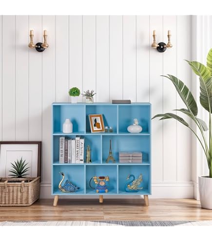 wavy blue shelf / なみなみシェルフ 青 スペースエイジ Amazon.com: Nouva 8-Cube Bookshelf - Freestanding 3-Tier Open